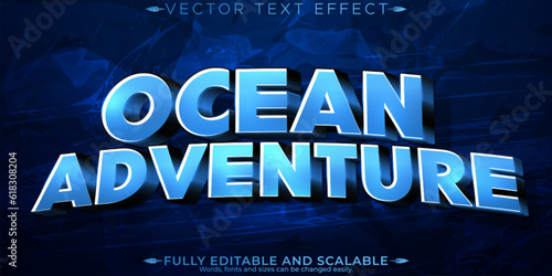 Ocean adventure text effect, editable blue and aqua text style