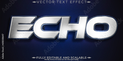 Metallic echo text effect, editable shiny and elegant text style