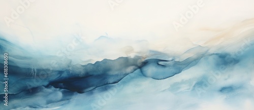 Abstract Decorative Wavy Watercolor Background. A gradient watercolor painting of the blue sea. Hand-drawn style. Wallpaper with copy space.