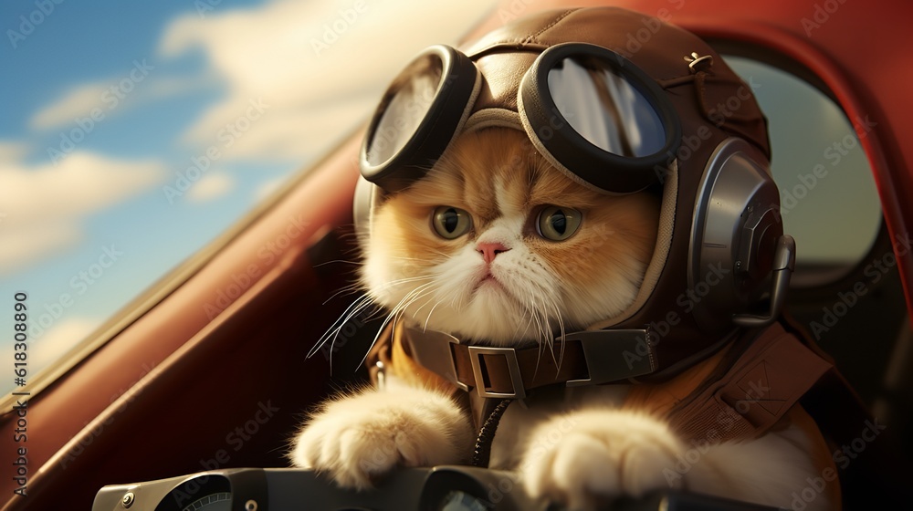 Feline Aviator: Sky High Cuteness with an Exotic Shorthair Cat