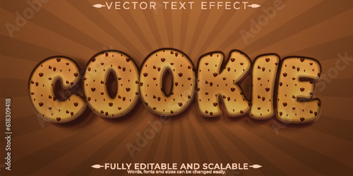 Cookie editable text effect, bakery and biscuit text style