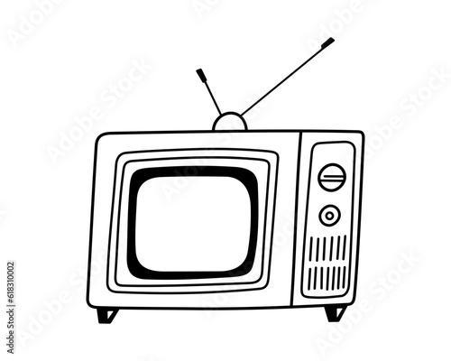 Black line drawing of an old television set