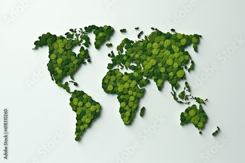 World Map Green Planet Earth and Environment Day Theme