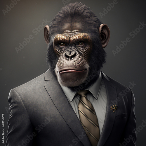 majestic ape face in elegant business suit © Marco