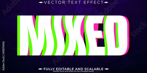 Mixed creative text effect, editable colorful and stylish font style