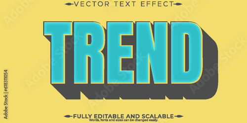 Trend text effect, editable shadow and vintage text style