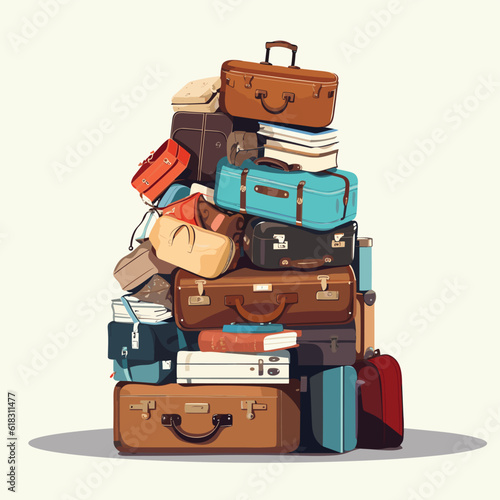 pile of luggage vector flat minimalistic isolated illustration