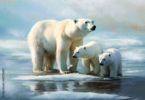 polar bear on ice,ai generated