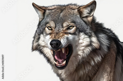 Portrait of a furious gray wolf,ai generated