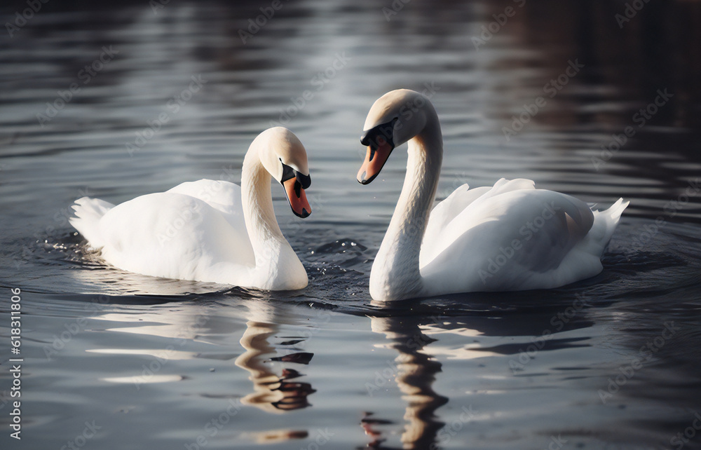 two swans on the lake,ai generated two swans on the lake,ai generated
