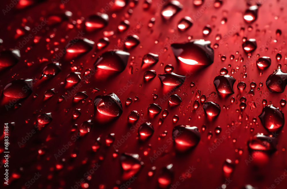 water drops on red background,ai generated