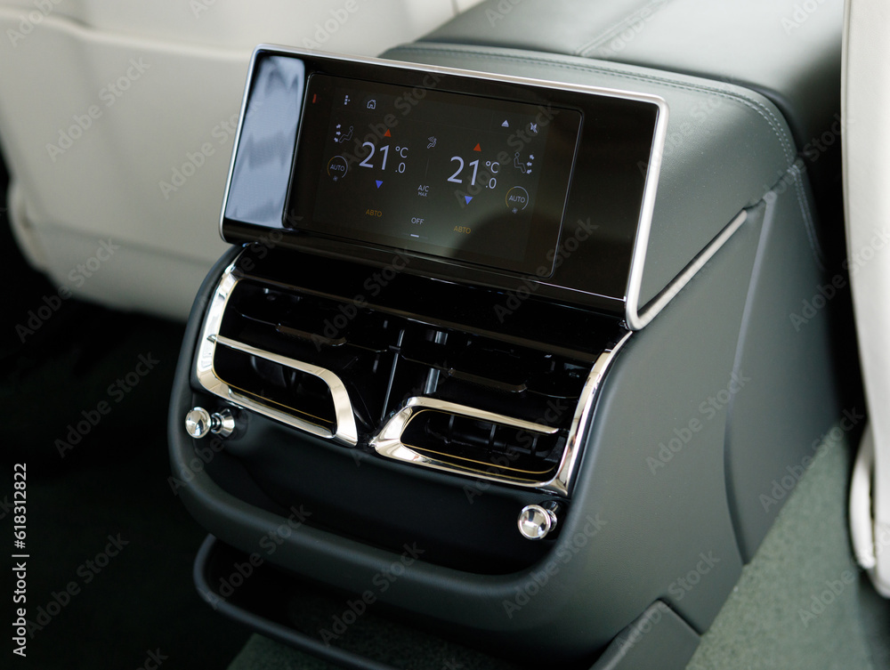 climate control and remote control settings in luxury car for rear passengers