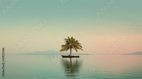 paradise small island  with blue and clear sea  reflections in the sea  tranquility and peace  vacations of enjoyment