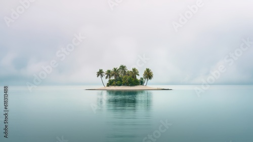 paradise small island, with blue and clear sea, reflections in the sea, tranquility and peace, vacations of enjoyment