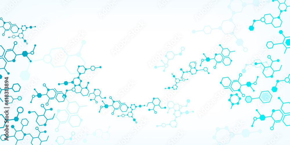 Molecule structure background, molecular science pattern. Vector structure representing scientific exploration, complex yet organized nature of chemistry or biology and interconnected compositions