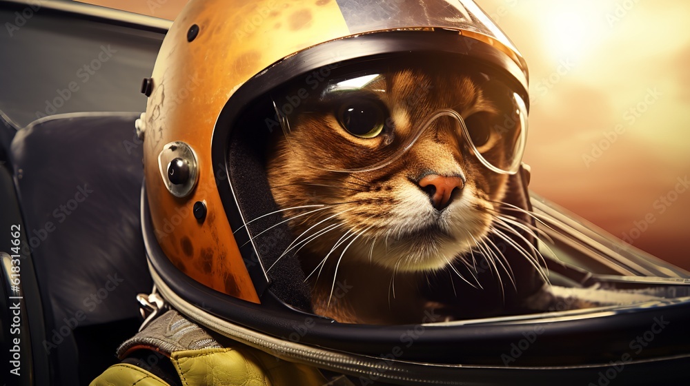 Speed Demon Abyssinian Race Car Driver Ready to Win