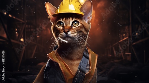 Strong Abyssinian Construction Worker Building Dreams