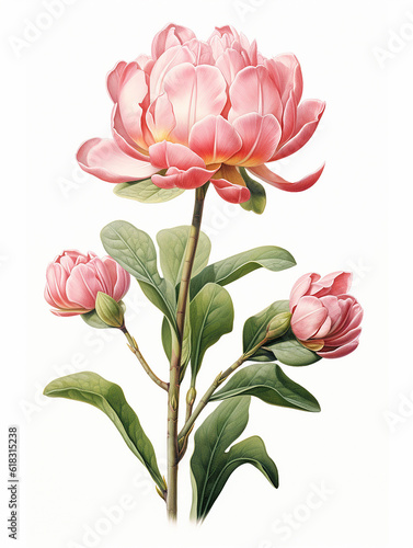 Peony flower beauty fashion petals and leaves