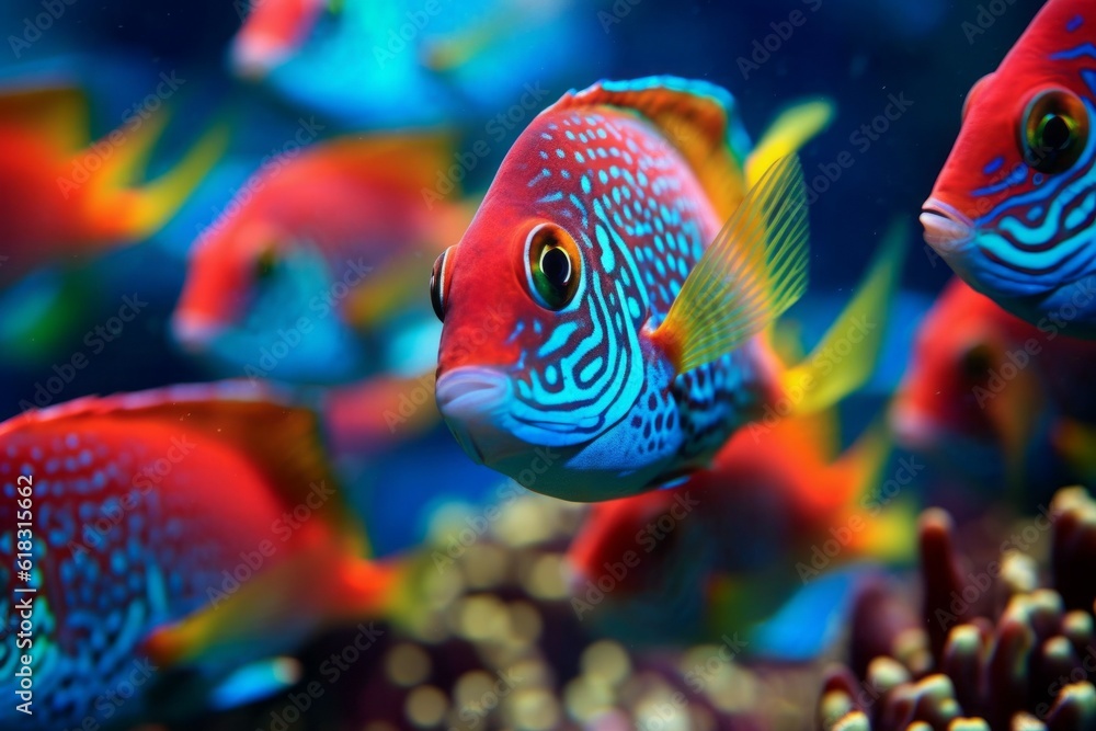 Very beautiful marine fish in their natural habitat. AI generated, human enhanced. - obrazy, fototapety, plakaty 