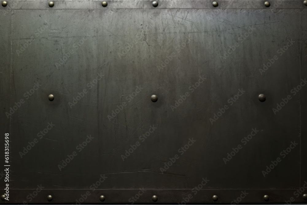 Abstract background of metallic military armor plate as copyspace. AI generated, human enhanced