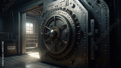 A bank vault but the lock mechanism is a fingerprint scanner