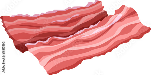 Bacon vector illustration. Two pieces of bacon isolated on white background.