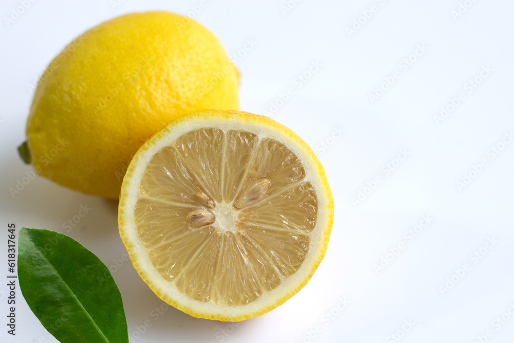 Ripe lemons on white background. Ripe lemons on white background.
