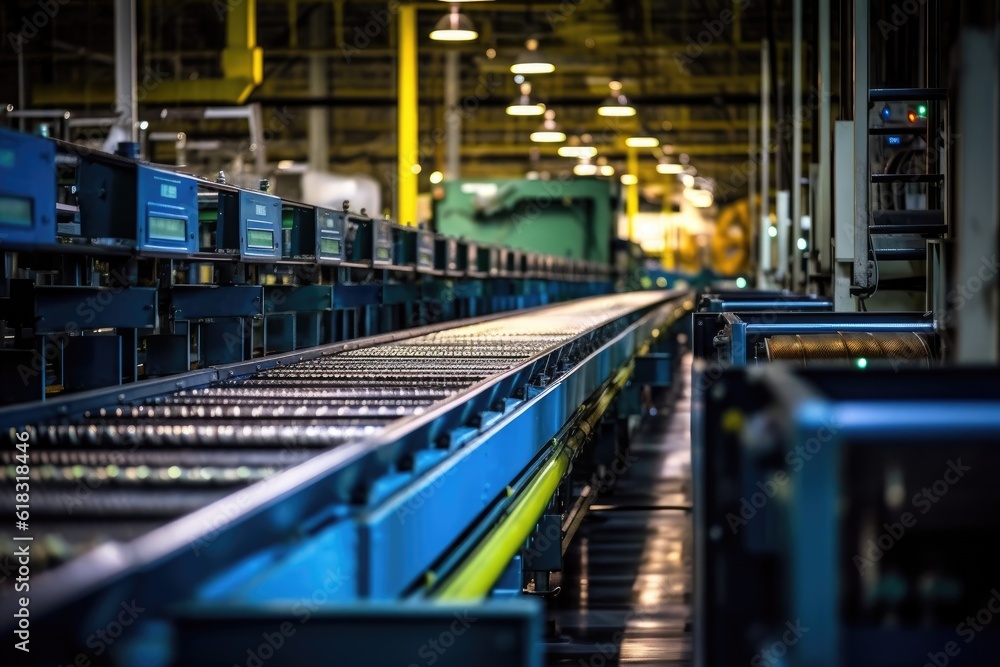 stock photo of inside factory conveyor belt production