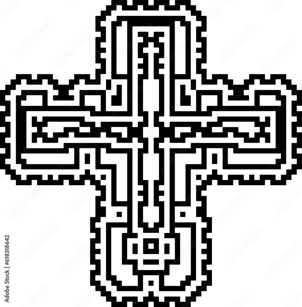 Cross with black and white patterns . Cross with black and white patterns .