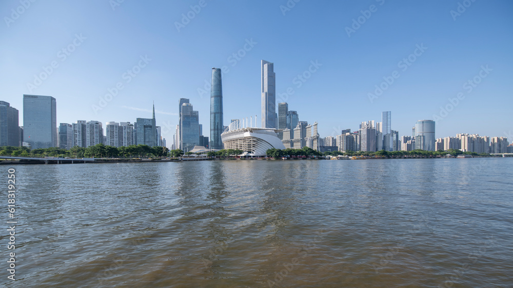 Architectural Scenery of Urban Skyline in Zhujiang New Town, Guangzhou