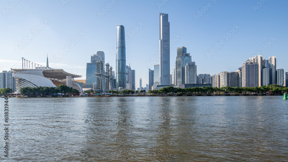 Architectural Scenery of Urban Skyline in Zhujiang New Town, Guangzhou