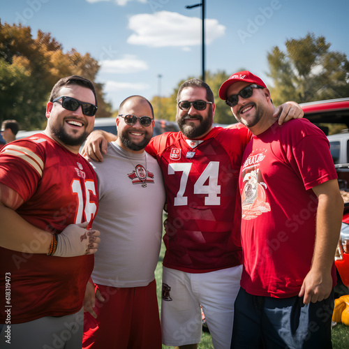 Friends at a football tailgate  photo