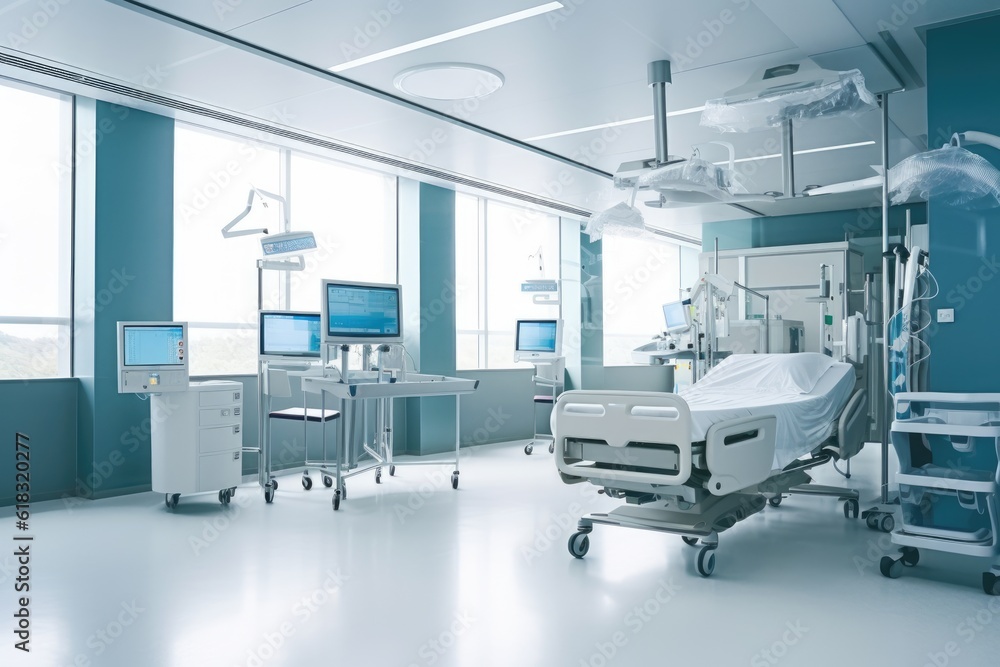 stock photo of inside intensive care unit in hospital Generative AI stock photo of inside intensive care unit in hospital Generative AI