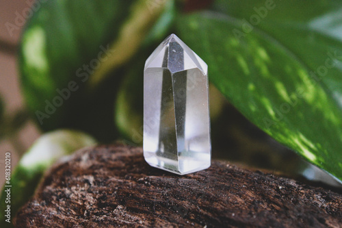 Crystal quartz mineral on decoration