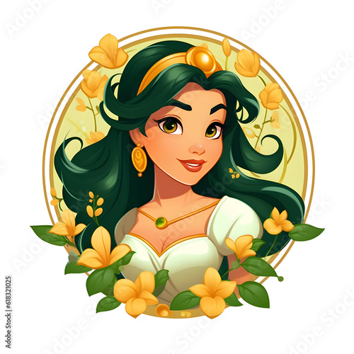 girl with flowers  clipart isolated on transparent background  generative ai