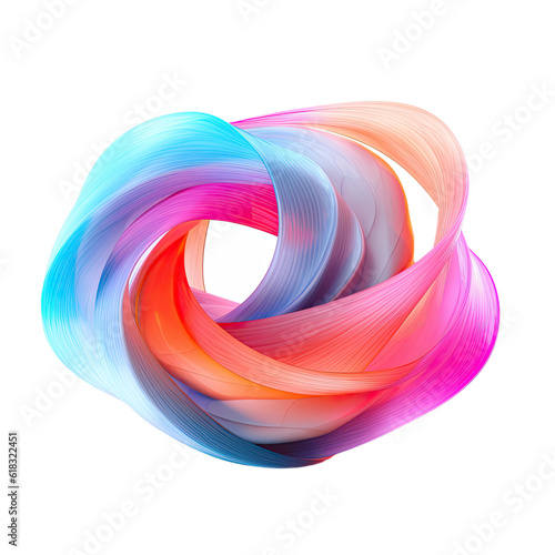 a dynamic spiral composed of intertwining abstract shape  3d render style  isolated on a transparent background  generative ai