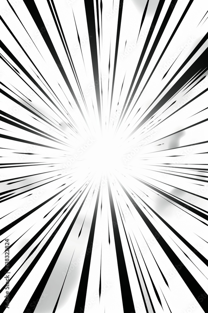 Obraz premium speed lines from center, manga style, vector, white background, Generative IA
