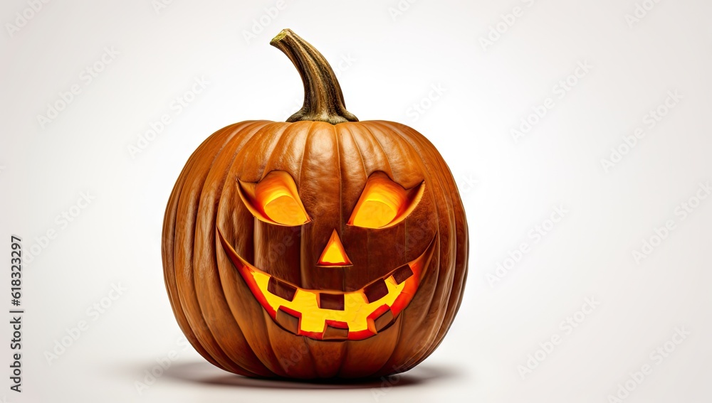 carving of a small Halloween pumpkin on a white background Generative AI carving of a small Halloween pumpkin on a white background Generative AI