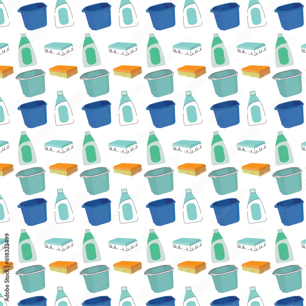 Seamless pattern background with cleaning product icons Vector Seamless pattern background with cleaning product icons Vector