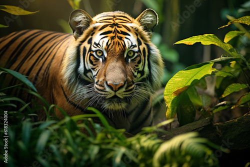 Illustration of a bengal tiger in the jungles. Generative AI. © Jeff Whyte