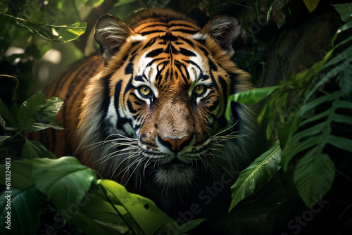 Illustration of a bengal tiger in the jungles. Generative AI. © Jeff Whyte