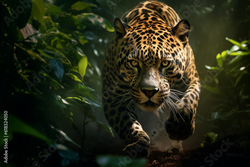 Illustration of a jaguar in the jungles of South America. Generative AI.  © Jeff Whyte