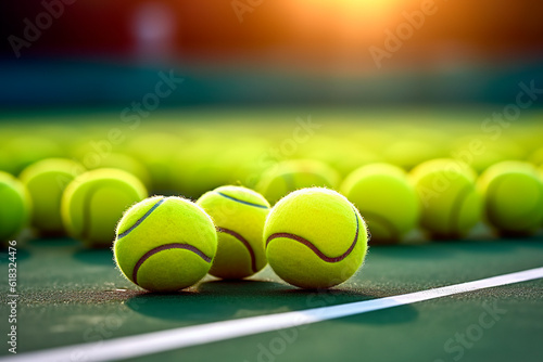 close-up tennis balls on court © Jezper