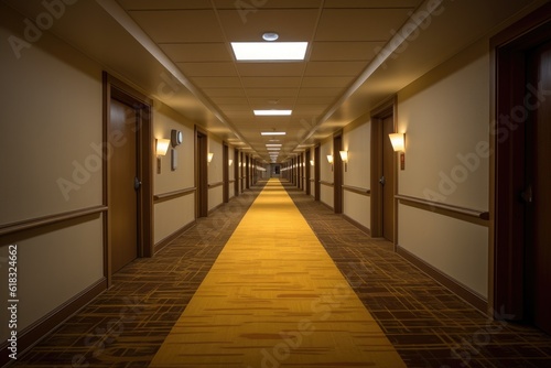 photo of empty hotel hallway Photography AI Generated © NikahGeh