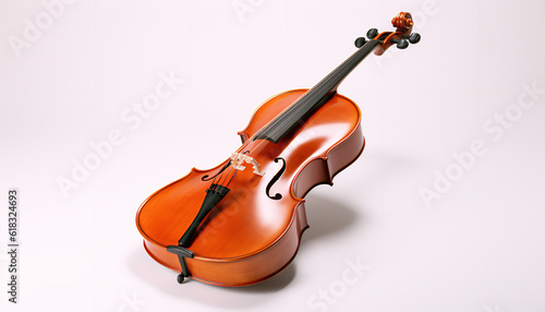 Cello lying flat on white background