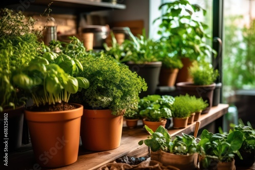 microgreens in the kitchen. Healthy eating concept. Fresh garden produce organically grown as a symbol of health. Microgreens closeup. Generative AI