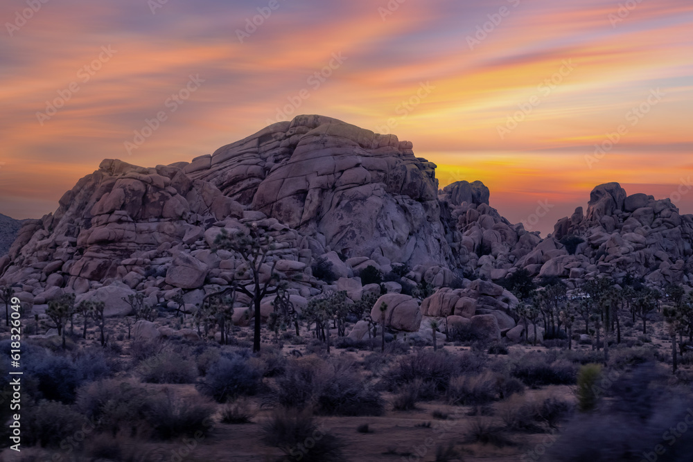Sunset on the Rocks, Joshua Tree National Park, California. California, USA