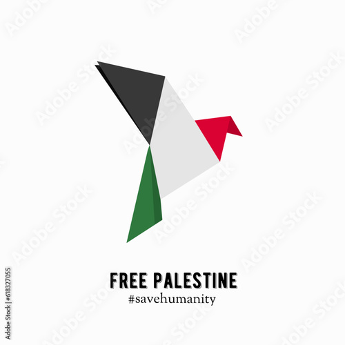 illustration vector of origami dove,symbol of peace,free palestine and stop war 