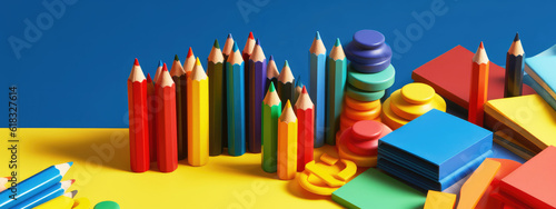 background school inventory in gentle colors, back to school. celebration of the new school year.