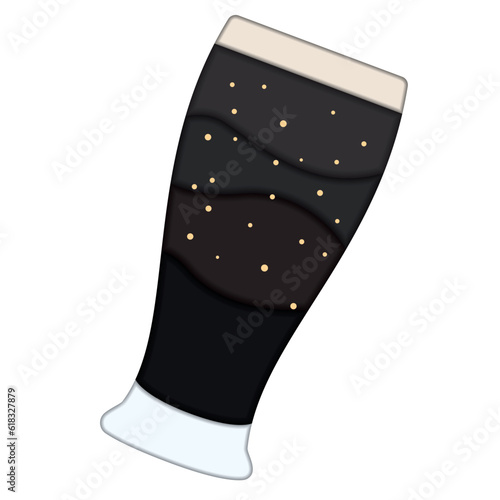 Isolated colored beer cup with foam Paper art style Vector